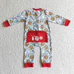 Christmas Santa Cookie Milk Zipper Romper Girl's Matching Clothes