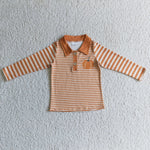 Fall Pumpkin Orange Stripe Pullover Boy's Cute Shirt Top