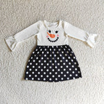 SALE GLD0119 Cute Smiley Carrot Black Polka Dots Girl's Dress