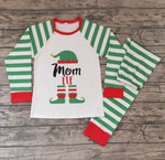 Adult Mom Christmas Green Striped Parent-Child Pajamas