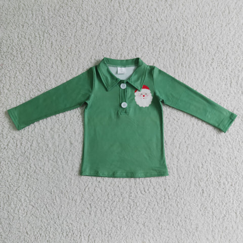 Christmas Santa Claus Pullover Green Boy's Cute Shirt Top