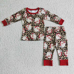 Christmas Pajamas Santa Leopard Boy's Girl's Matching Clothes