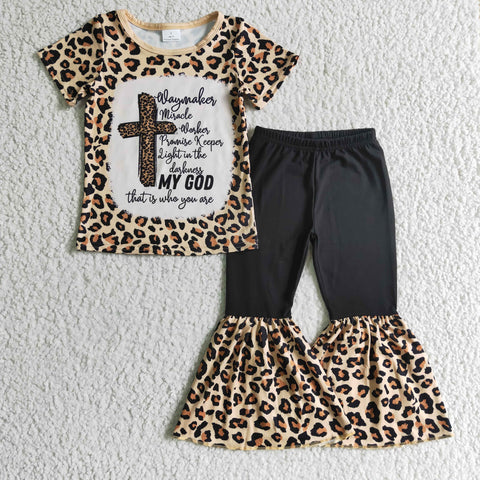 MY GOD Jesus Leopard Pink Girl's Set