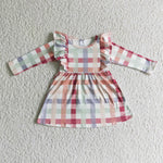 New Boutique Fall Plaid Ruffles Girl's Dress