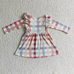 New Boutique Fall Plaid Ruffles Girl's Dress