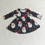 SALE GLD0102 Christmas Santa Claus Black Girl's Dress