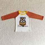 Boy's Halloween Cartoon Dog Pumpkin Stripe Cute Shirt Top