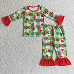 Christmas Green Plaid Red Girl's Set Pajamas