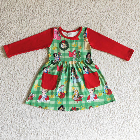 Christmas Castle Princess Red Girl's Dress With Pockets