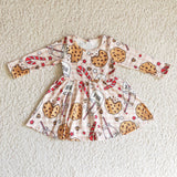 SALE GLD0114  Christmas Cookie Milk Candy Cane Girl's Dress