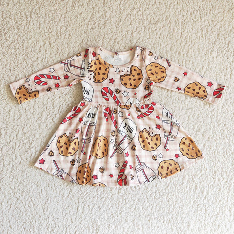 Christmas Cookie Milk Candy Cane Girl's Dress