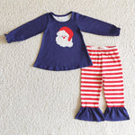 Christmas Santa Claus Navy Blue Red Stripe Girl's Set