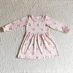 SALE GLD0123  Christmas Santa Pink Cute Girl's Dress