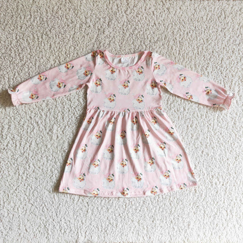 SALE GLD0123  Christmas Santa Pink Cute Girl's Dress
