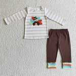 Thanksgiving Turkey Stripe Brown Boy's Set