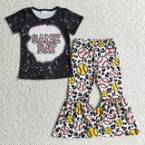 GAME DAY Baseball Softball Leopard Black Girl's Set