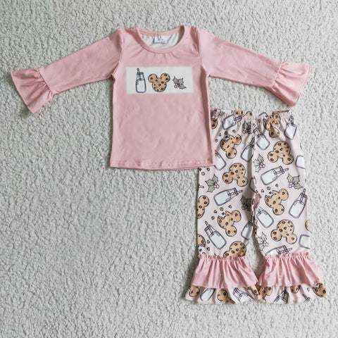 Christmas Cookie Milk Pink Girl's Set Pajamas