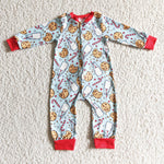 Christmas Santa Cookie Milk Zipper Romper Girl's Matching Clothes