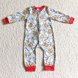 Christmas Santa Cookie Milk Zipper Romper Girl's Matching Clothes