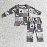 Hunting Camo ArmyGreen Duck Boy's Set Pajamas