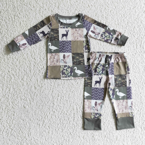 Hunting Camo ArmyGreen Duck Boy's Set Pajamas