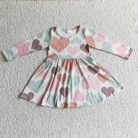 Valentine's Day Love Pink Long Sleeves Baby Girl Dress