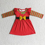 GLD0144 Boutique Christmas Red Stripe Cute Girl's Dress