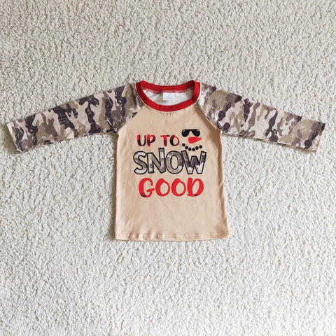 Boy's Camo Up To Snow Good Khaki Cute Shirt Top