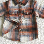 New Children's Plaid Flannel Shirt Orange Boy's Girl's Shirt