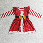 SALE GLD0146 Boutique Christmas Red Santa Cute Girl's Dress