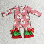 SALE 6 A2-30 Christmas Santa Candy Cane Red Stripe Romper