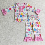 Happy Birthday Pink Girl's Set Pajamas