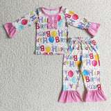 Happy Birthday Pink Girl's Set Pajamas