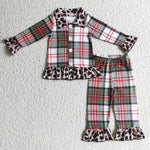 Christmas Leopard Plaid Pajamas Boy's Girl's Matching Clothes