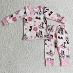 New Rainbow Cartoon Shoes Pink Girl's Set Pajamas