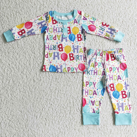 Happy Birthday Blue Boy's Set Pajamas