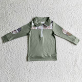 SALE BT0103 Hunting Camo ArmyGreen Duck With Zipper Pullover Boy's Shirt Top