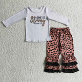 She's Strong Leopard Grey Girl's Set