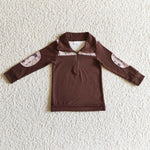 Western Cow With Zipper Pullover Boy's Shirt Top