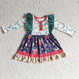 SALE GLD0142  Christmas Cup Flower Ruffles Cute Girl's Dress