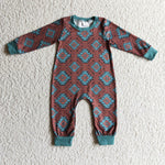 Western Dark Green Brown Baby Cute Boy's Romper