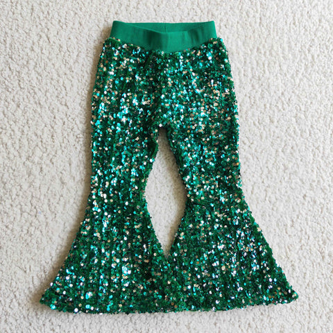 P0033 Boutique Shiny Green Sequined Pants