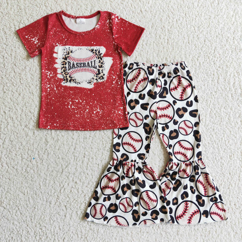 BASEBALL Red Leopard Girl's Set