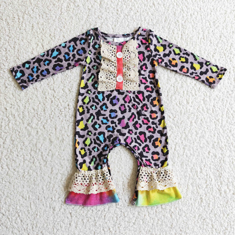 Colorful Leopard Baby Cute Girl's Romper