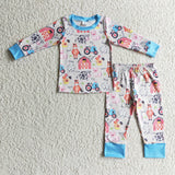 Farm Horse Blue Pig Boy's Set Pajamas