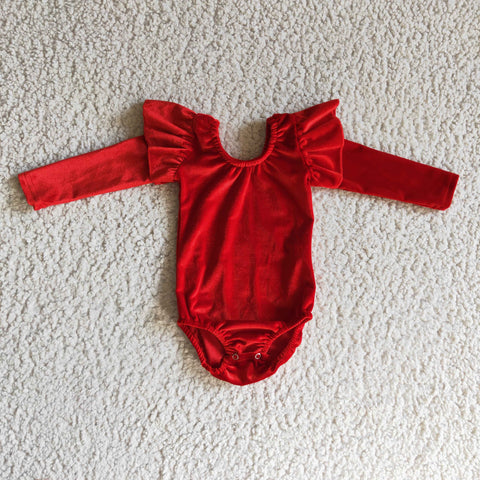 Gold Velvet Red Baby Bubble Girl's Romper