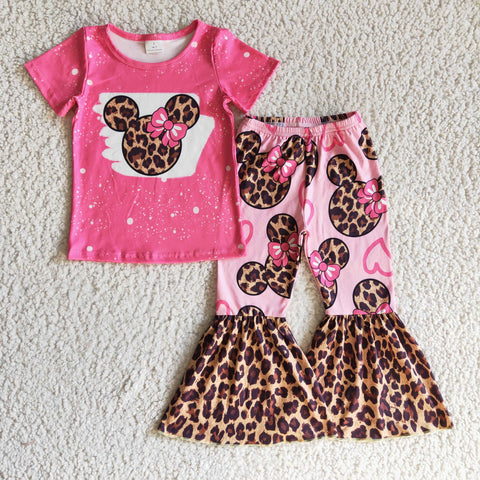 Fashion Leopard Mouse Pink Girl's Set