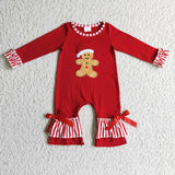 Christmas Embroidered Gingerbread Red Girl's Boy's Matching Clothes