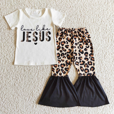 GSPO0243 New Jesus Leopard Black Girl's Set