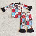 Western Cowboy Plaid Girl's Set Pajamas